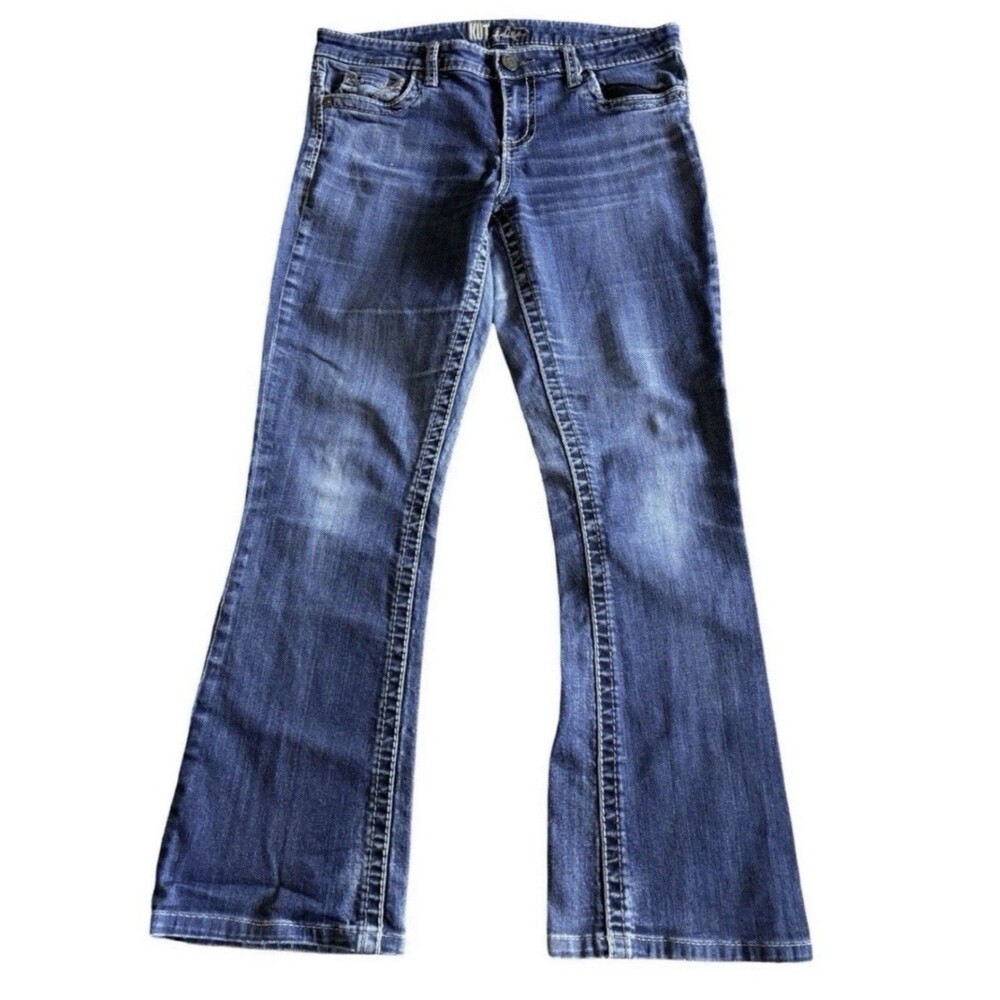 Kut From The Kloth Boot Cut Pocket Embroidered Blue Denim Jeans Women’s Size 8 - Picture 2 of 9